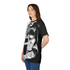 Shizuka B&W V2 Kawaii Anime Nurse - Creepy Cute - Unisex AOP Cut & Sew Tee