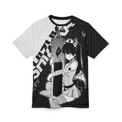 Shizuka B&W V2 Kawaii Anime Nurse - Creepy Cute - Unisex AOP Cut & Sew Tee