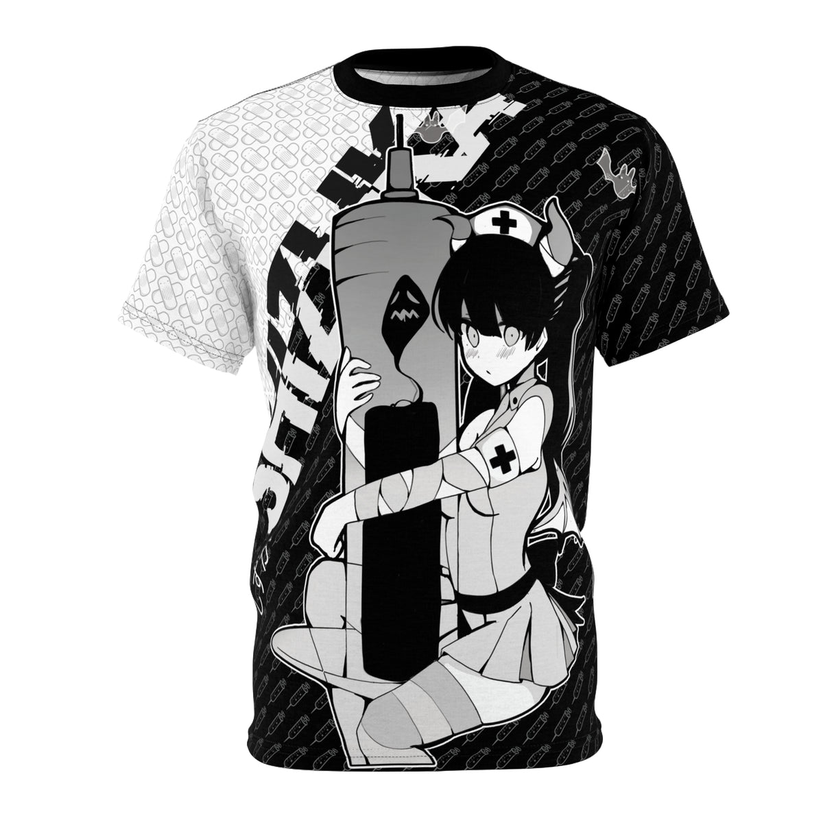 Shizuka - Quiet Nurse Bad Vibes Monochrome V2 - All Over T-Shirt