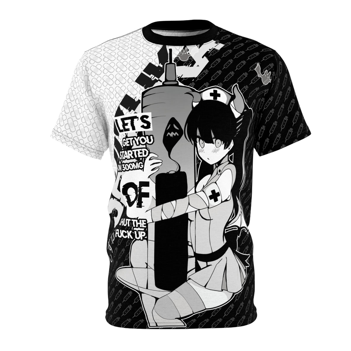 Shizuka - Quiet Nurse Bad Vibes Monochrome V1 - All Over T-Shirt