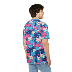 Cute pastel cat pattern Unisex AOP Cut & Sew T-shirt