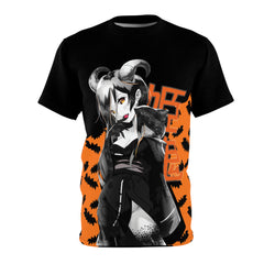 Oni-Hime B&W Hentai Demon Kawaii Anime Girl - Halloween Edition Unisex AOP Cut & Sew T-shirt