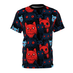 Cats of doom Japanese creepy art Unisex AOP Cut & Sew T-shirt