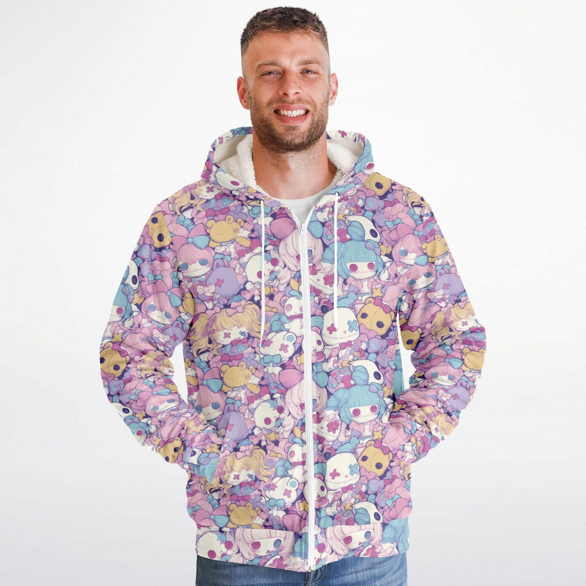 Pastel Creepy Dolls - Sherpa Jacket Hoodie