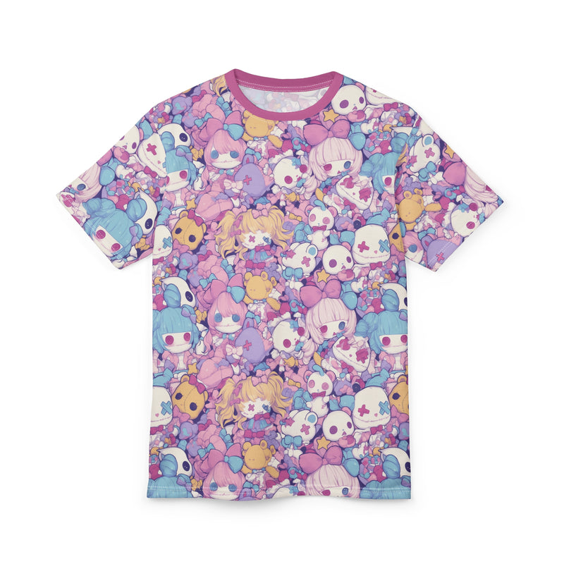 Cute pastel creepy dolls pattern Unisex AOP Cut & Sew T-shirt