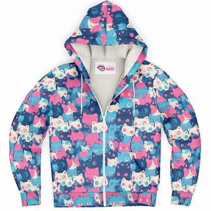 Pastel Cats - Sherpa Jacket Hoodie