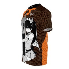 Shizuka B&W Kawaii Creepy Anime Nurse - Halloween Edition Unisex AOP Cut & Sew T-shirt