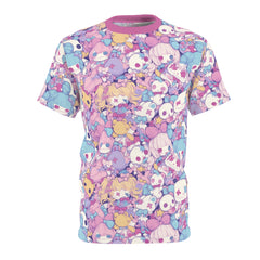 Cute pastel creepy dolls pattern Unisex AOP Cut & Sew T-shirt