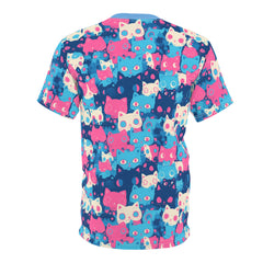 Cute pastel cat pattern Unisex AOP Cut & Sew T-shirt