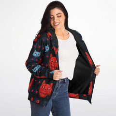 Cats of doom Japanese creepy art Sherpa Jacket Hoodie