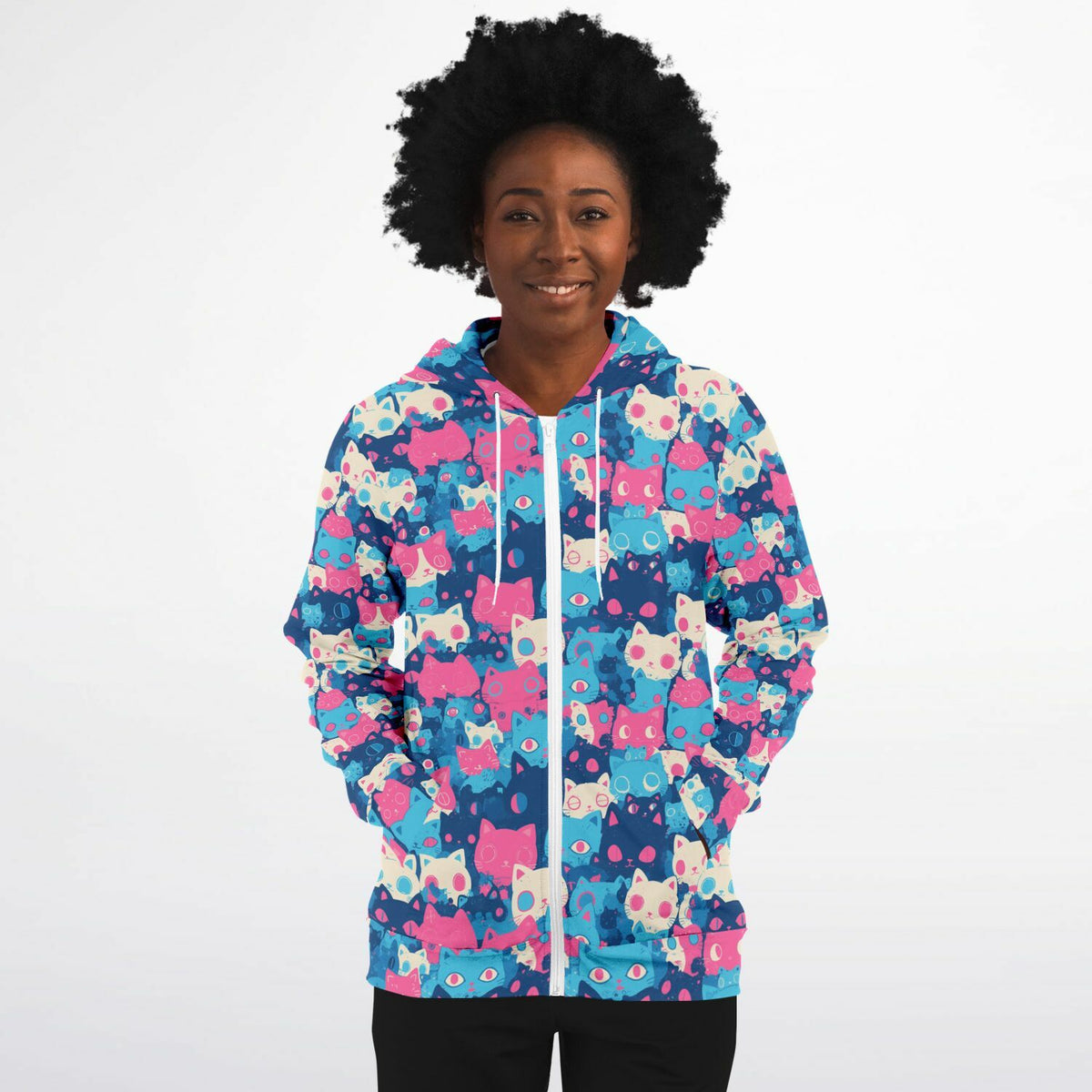 Pastel Cats - All Over Zip Hoodie