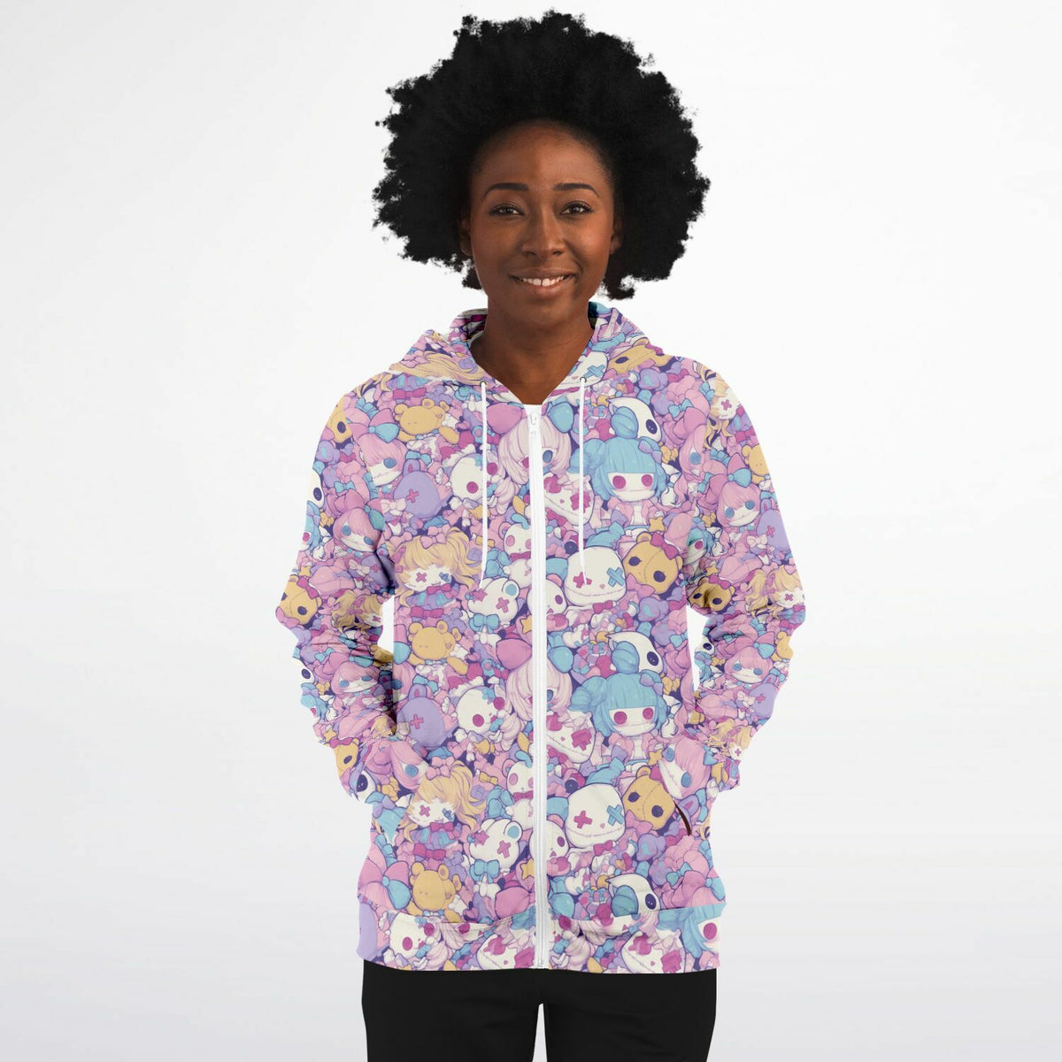Pastel Creepy Dolls - All Over Zip Hoodie