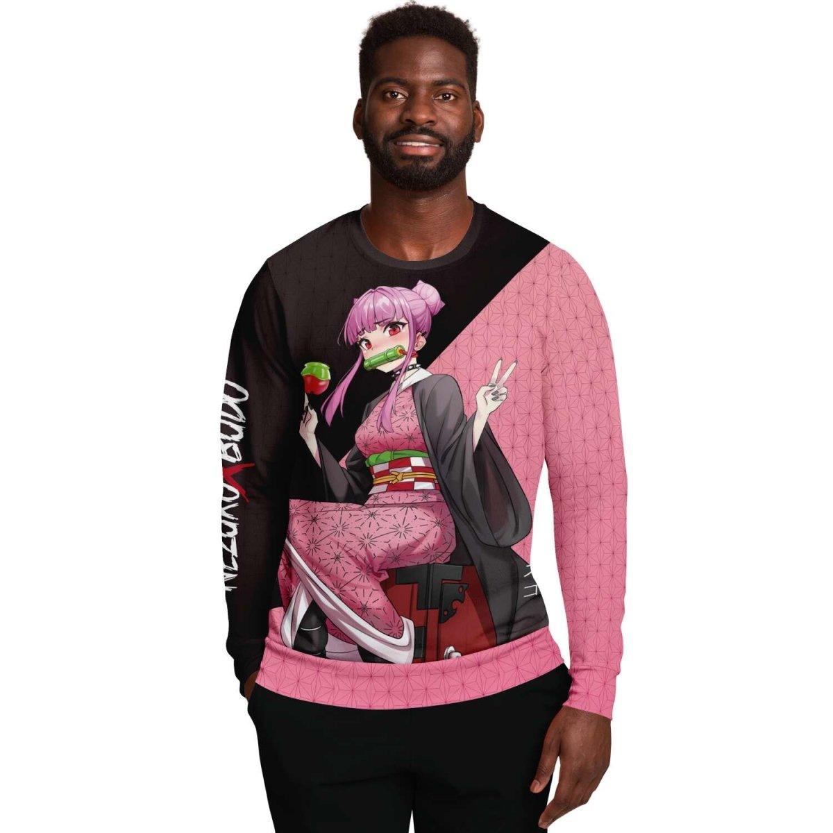 Budo cosplaying as Nezuko Cute Anime Girl AOP Sweatshirt - kawaiiwaru