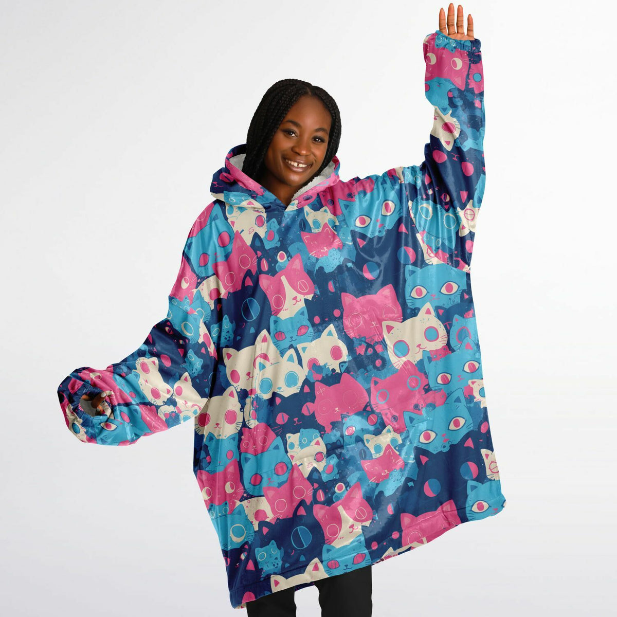 Pastel Cats - Fluffy Snug Hoodie
