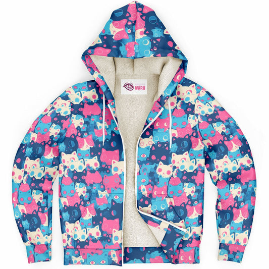 Pastel Cats - Sherpa Jacket Hoodie