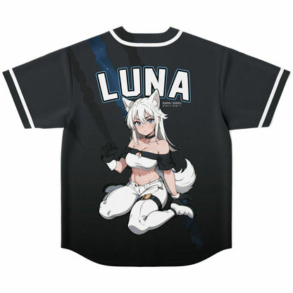 Luna - Wolf anime girl werewolf Unisex Baseball Jersey t-shirt - AOP - kawaiiwaru