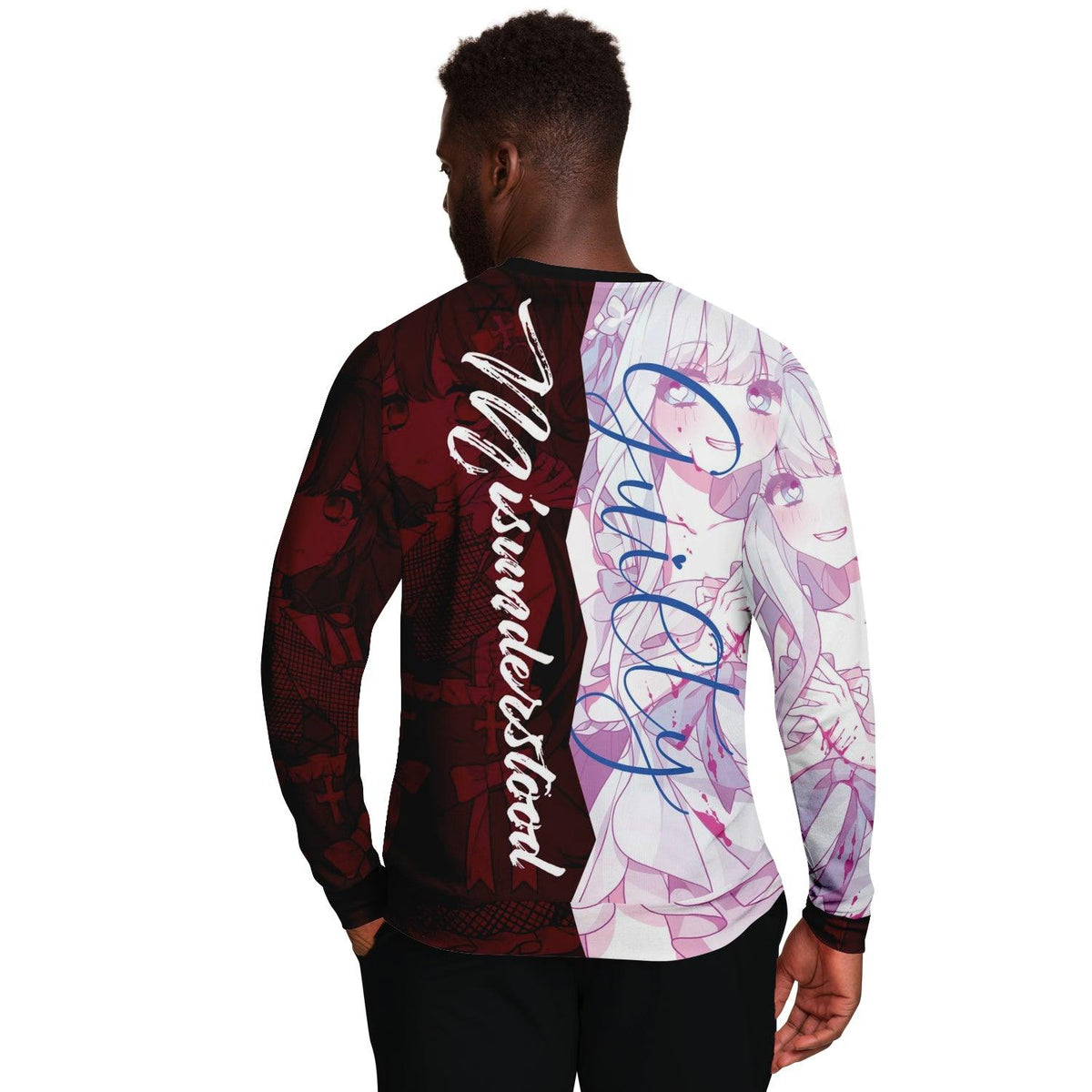 Saidah and Laylah - Dark and Light Anime Angel Twins Unisex AOP Sweatshirt - kawaiiwaru